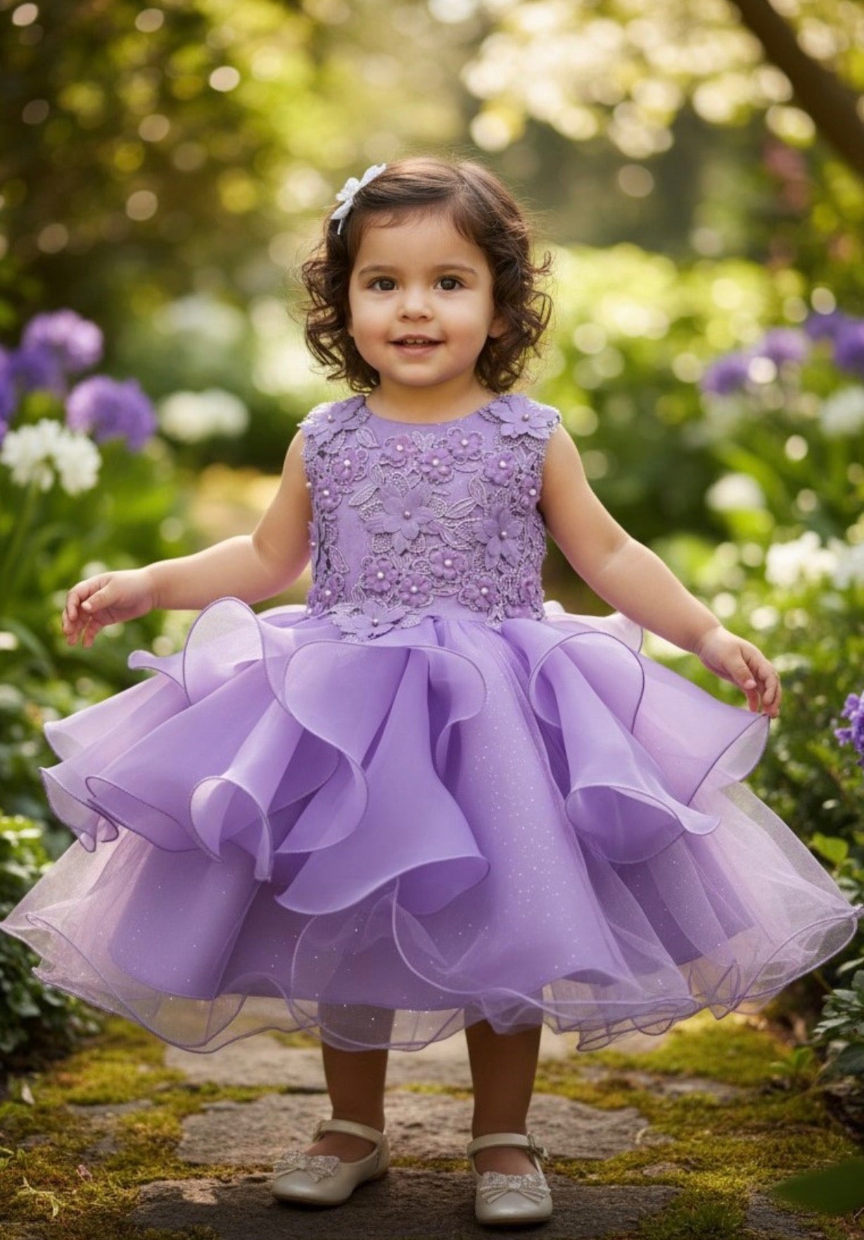 Shimmering organza ruffle dress 9155