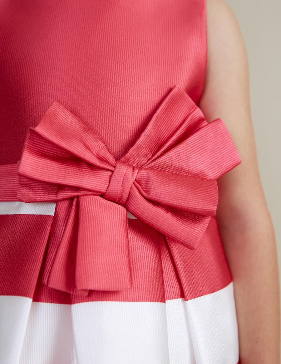 HOT PINK 5053 OTTOMAN STRIPED DRESS