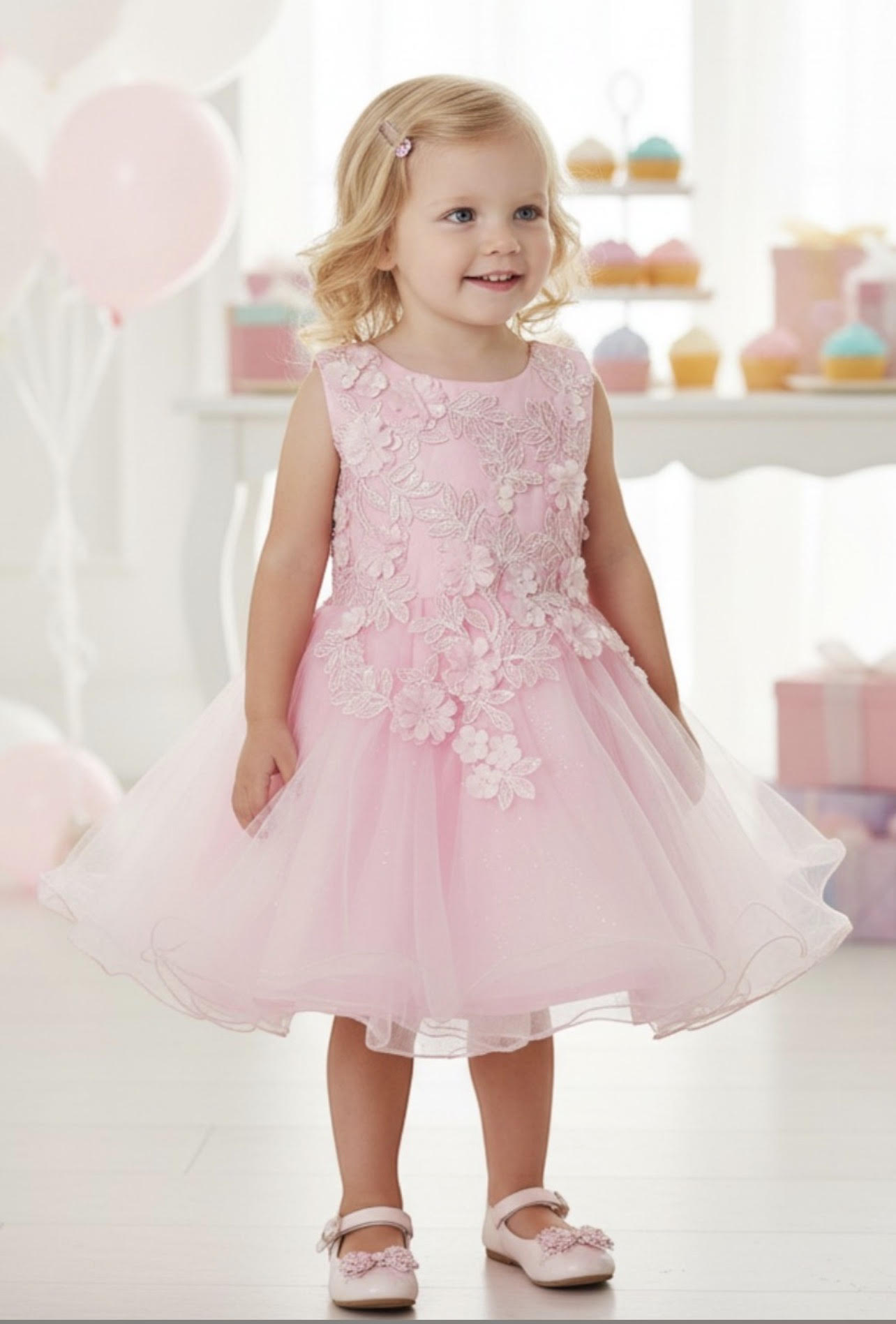 3D Floral Tulle Dress 9125