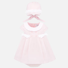 1857 Three Piece Pink Bonnet Dress