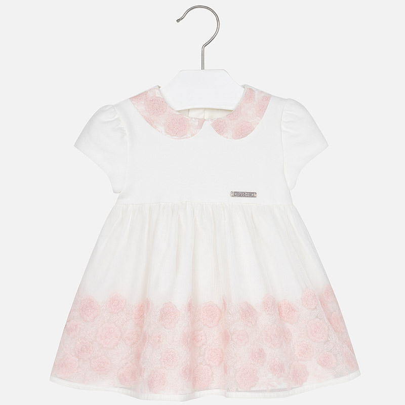 2917 Baby girl embroidered tulle short sleeve dress