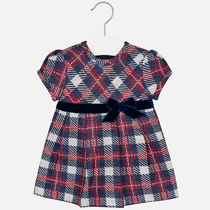 2943 Baby girl checkered short sleeve dress