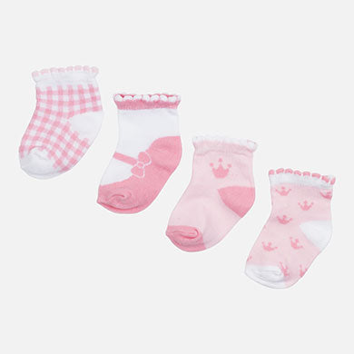 Set of 4 pairs of baby girl socks