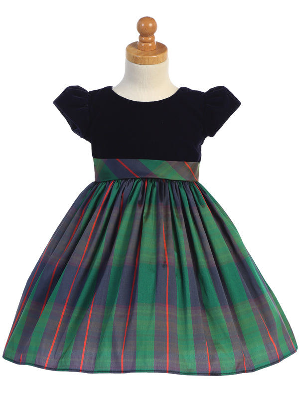 Holiday Green Dress Plaid C535 Tres Elegant Holiday Green Dress Plaid C535 Tres Elegant