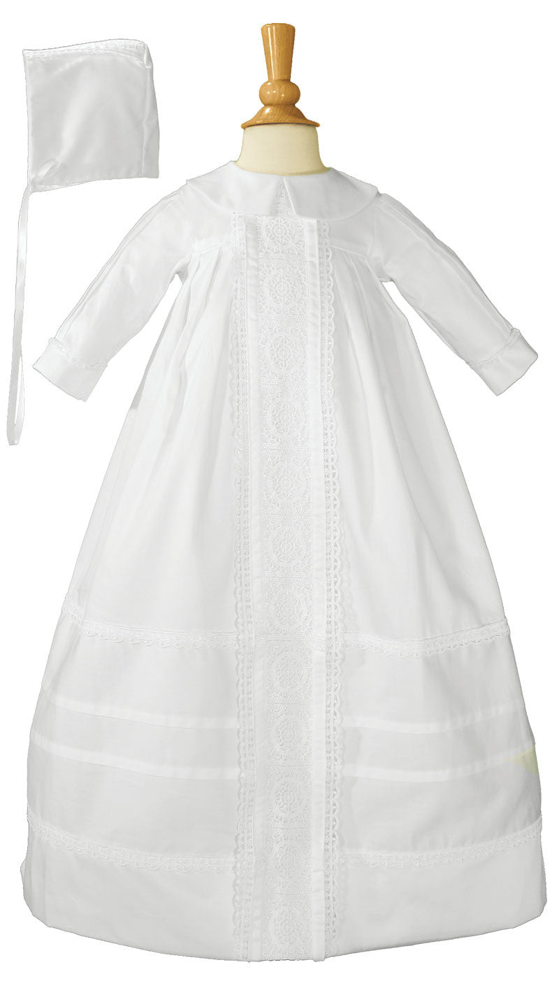 Cotton Sateen Bishop’s Christening Baptism Gown and Bonnet