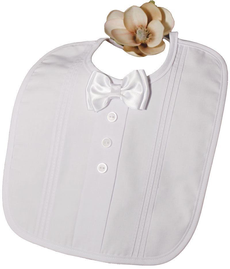 Christening Bib with Bow Tie and Pintucking